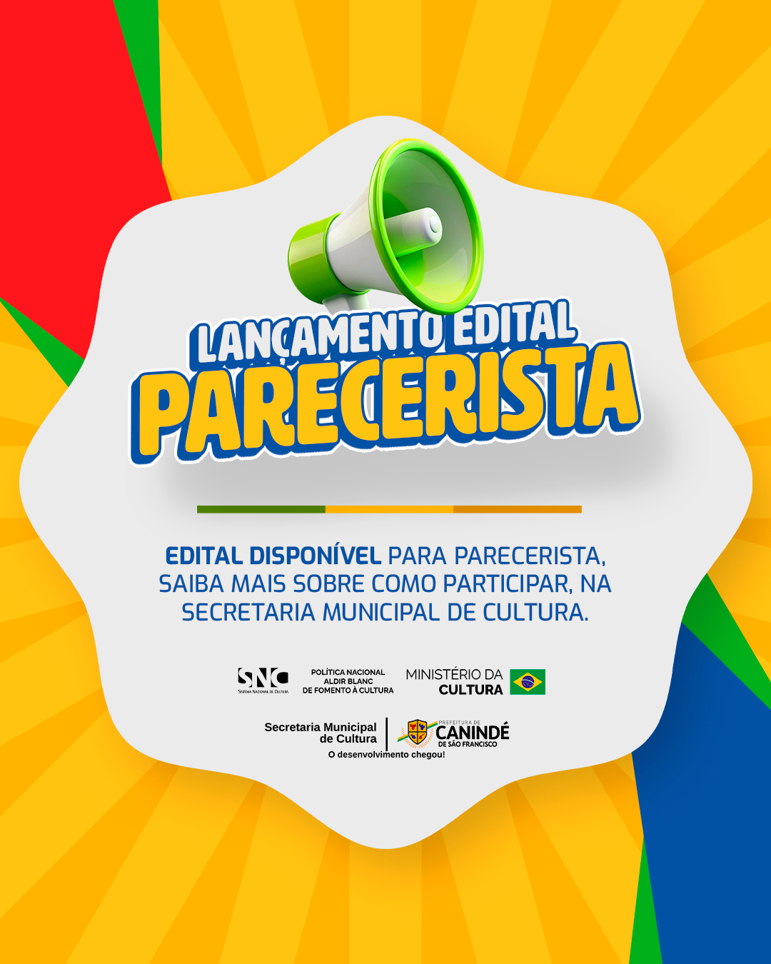 Lançamento do Edital SMC nº 03/2026 – Pareceristas da Política Nacional Aldir Blanc (PNAB).
